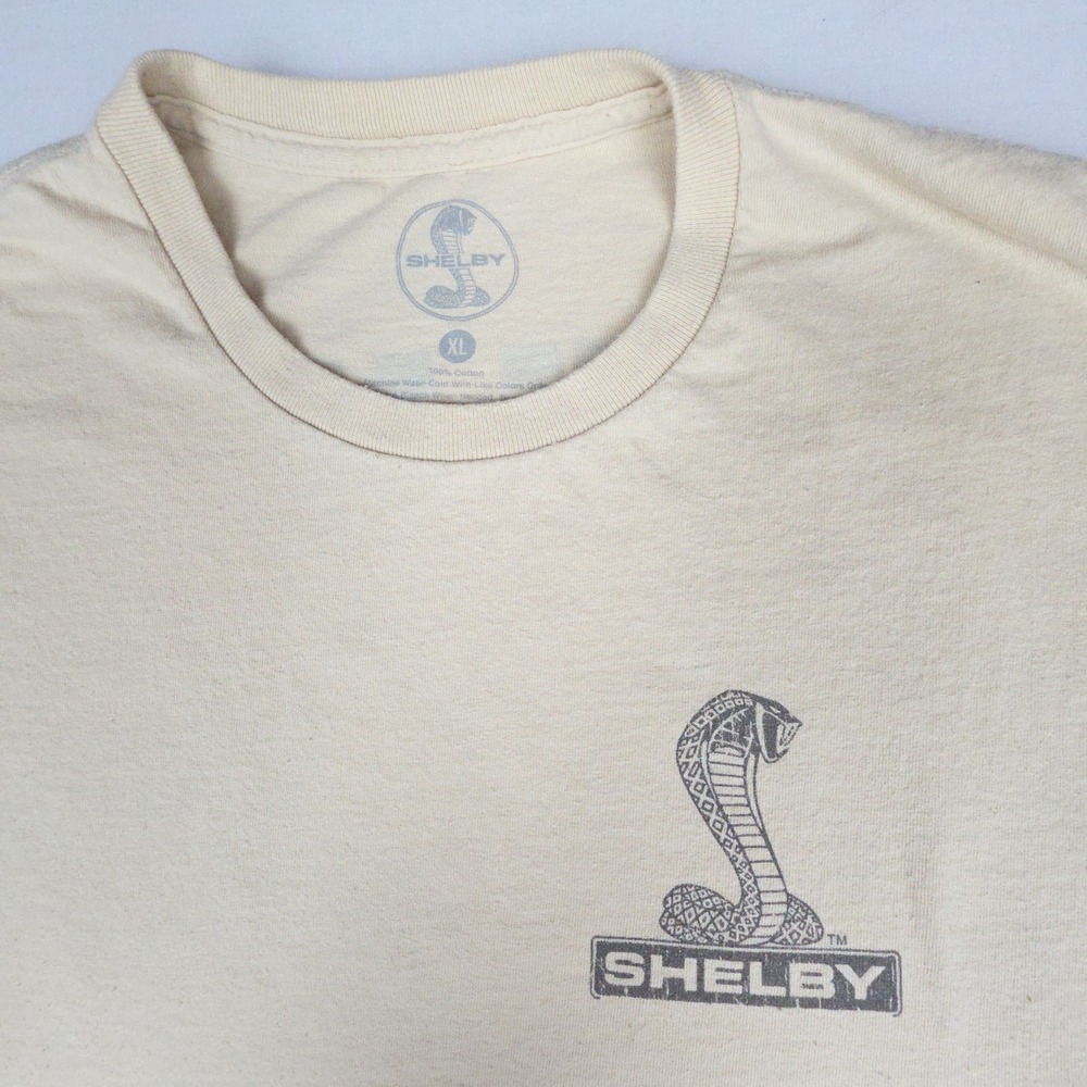 Shelby GT500 The Road Car Graphic T-Shirt Mens XL Cream Distressed Cotton Tee